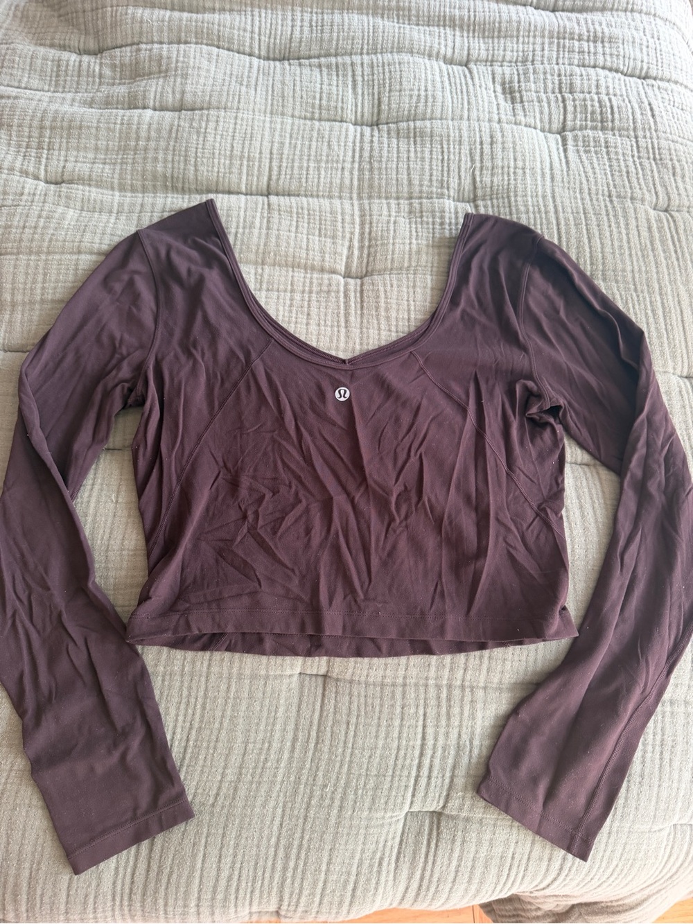 lululemon align Long Sleeve Scoop Neck Crop Top - brown tag fell off but size 10